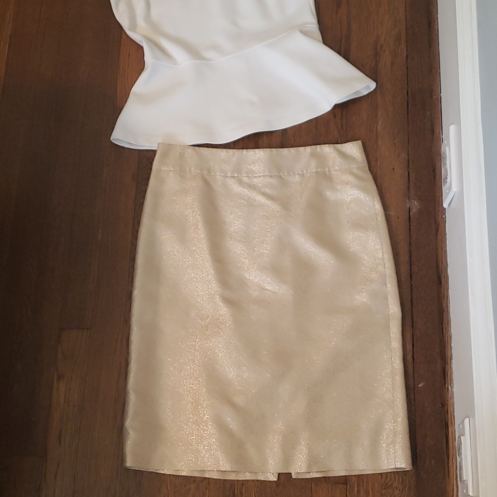 Gold shimmer pencil skirt